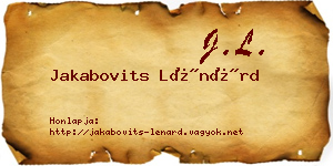 Jakabovits Lénárd névjegykártya