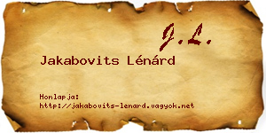 Jakabovits Lénárd névjegykártya