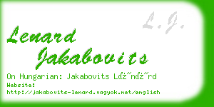 lenard jakabovits business card